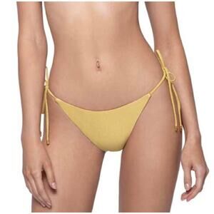 PQ SWIM PILYQ Bikini Bottoms Size Small Haven Tie Full String Swim NWT Shimmer